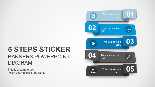 5 Step Sticker Banners for PowerPoint