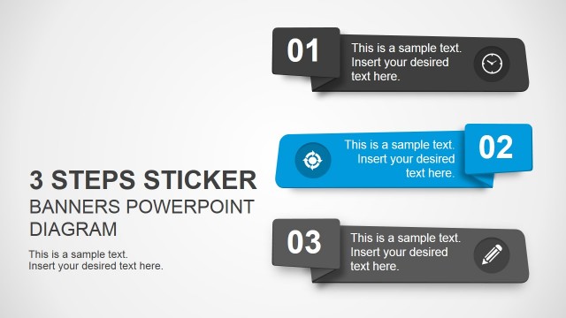 3 Step Sticker Banners for PowerPoint