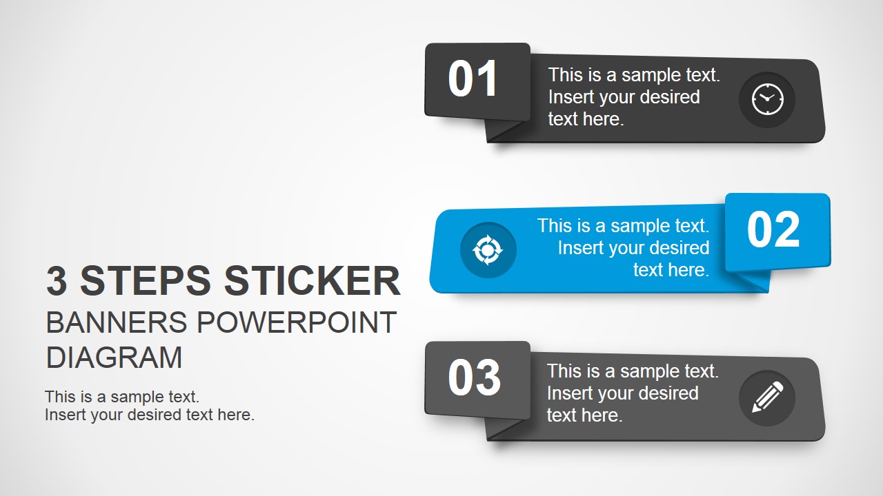 PowerPoint Template 3 Steps Sitcker Banners
