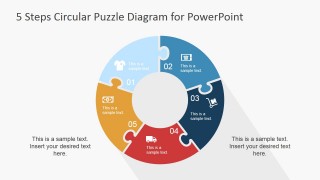 PowerPoint Diagram Featuring 5 Steps Puzzle Pieces