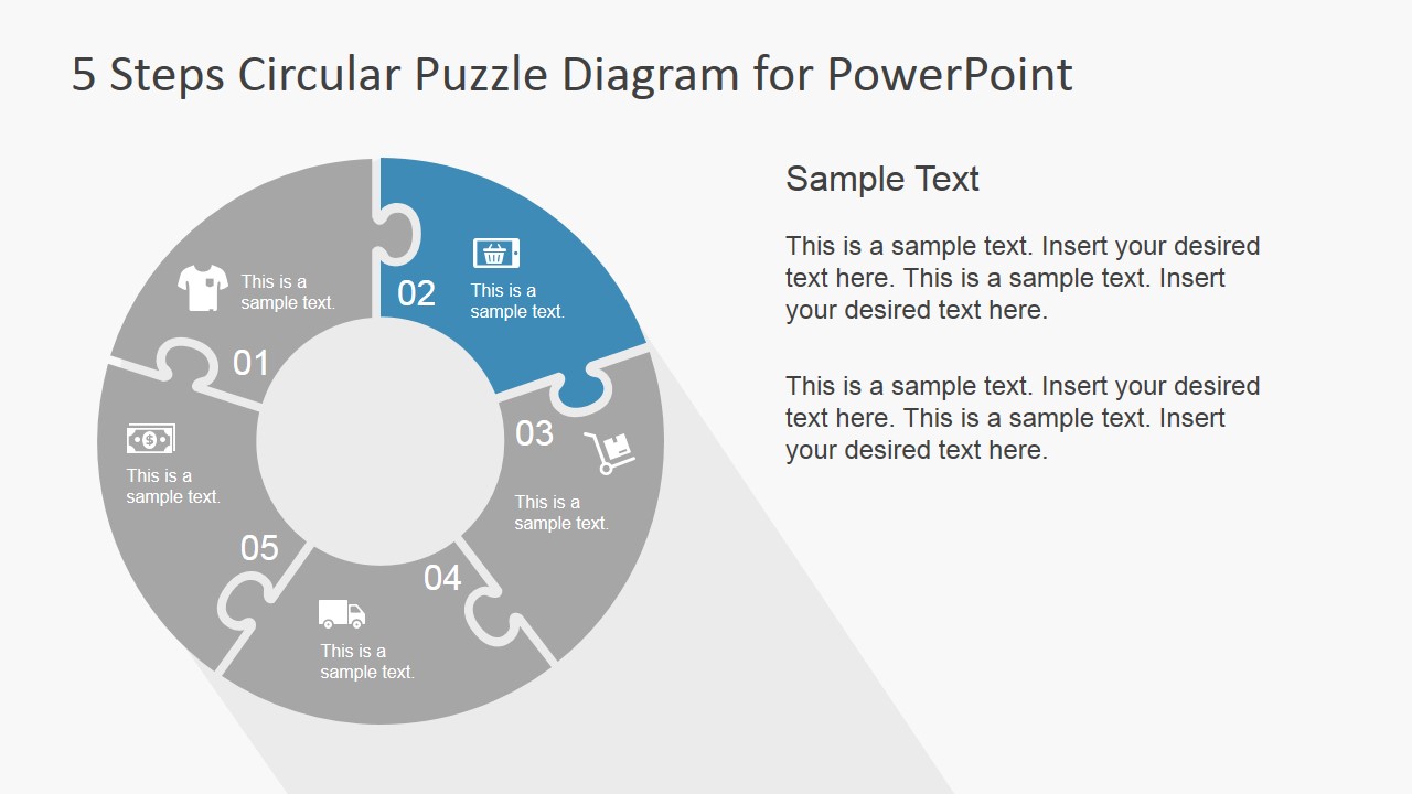 5 Step Circular Puzzle Diagram Template for PowerPoint - SlideModel