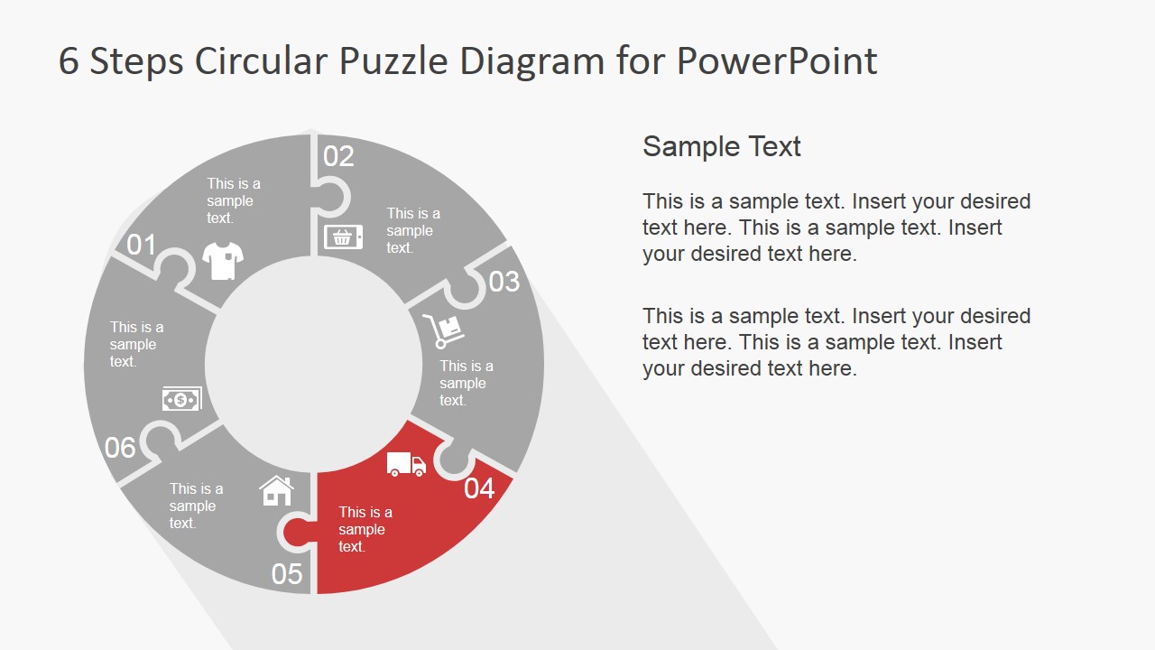 6 Step Circular Puzzle Diagram Template for PowerPoint - SlideModel