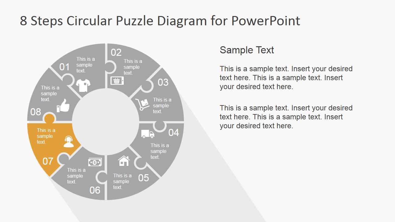 8 Step Circular Puzzle Diagram Template for PowerPoint - SlideModel