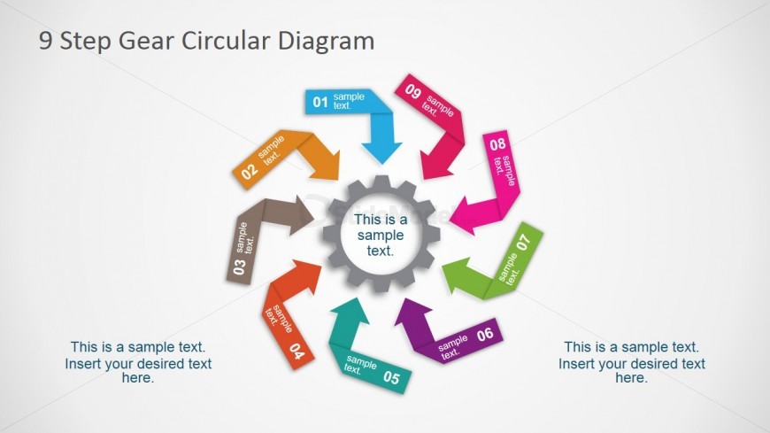 PowerPoint Nine Steps Diagram Gear Design