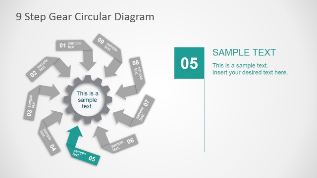 PowerPoint 9 Steps Diagram Around Gear PowerPoint Icon