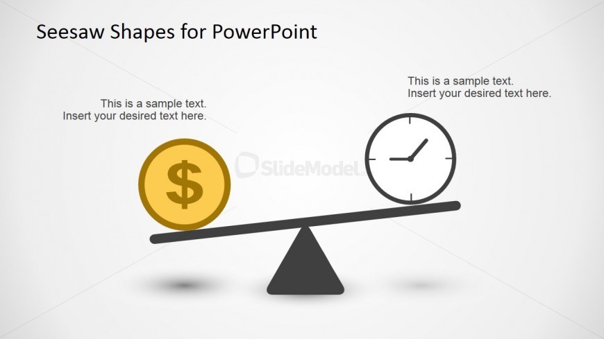 Money and Time Concept Balancing on Seesaw for PowerPoint