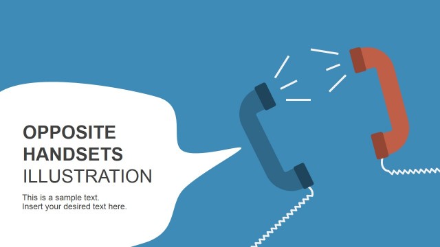 Opposite Handsets PowerPoint Template for Conflict Resolution