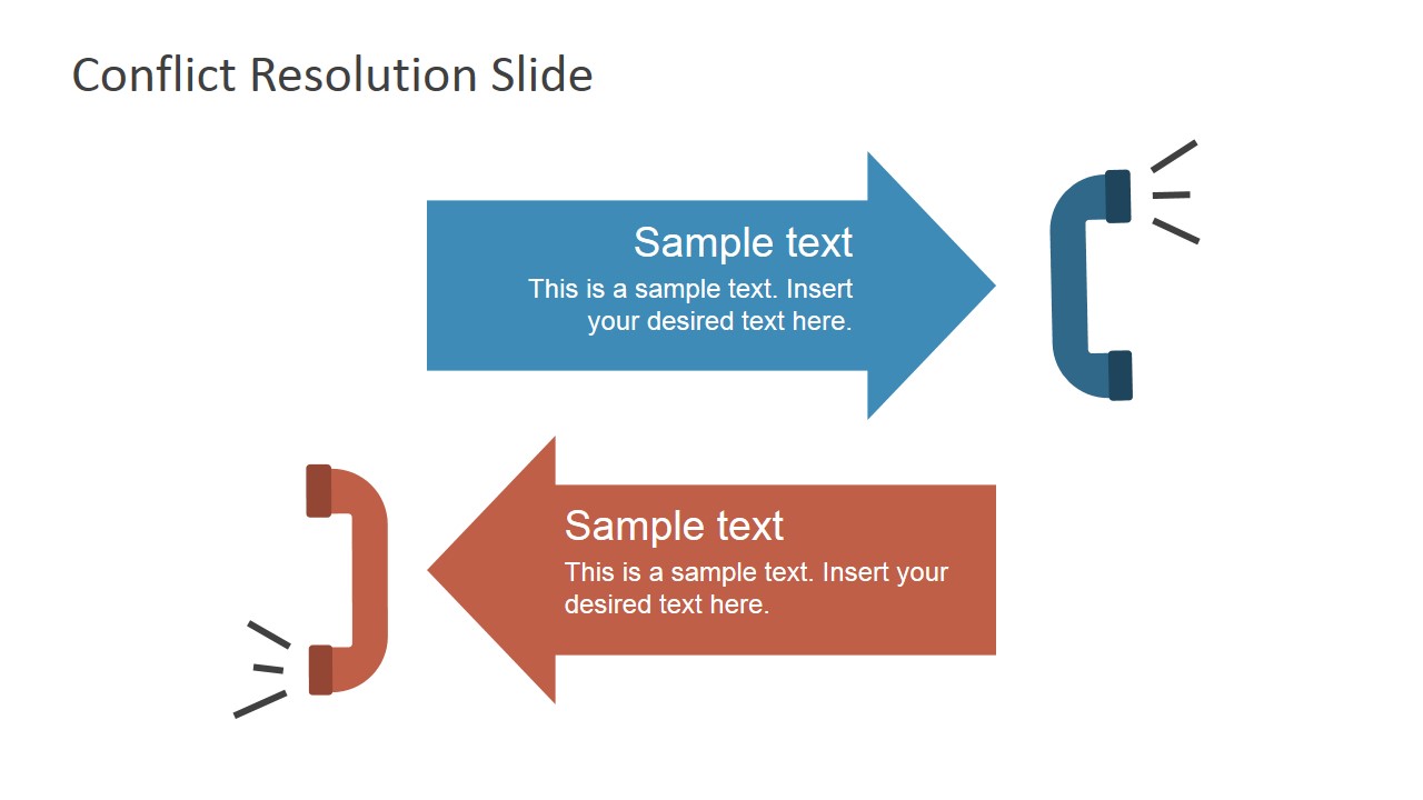 Opposite Handsets PowerPoint Template For Conflict Resolution   SlideModel