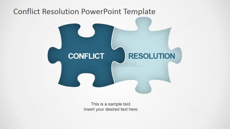 PowerPoint Shapes of Jigsaw Puzzle for Conflict Resolution Metaphor