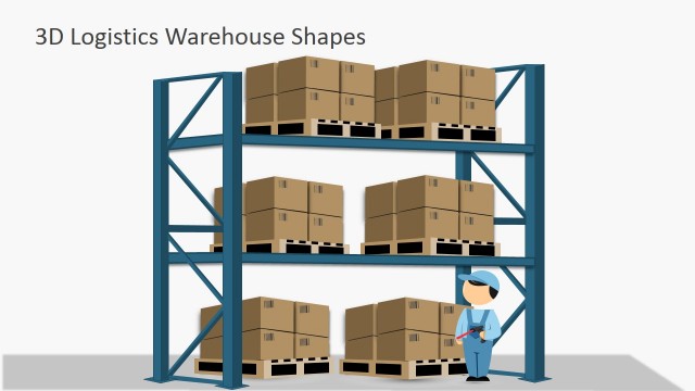 Box Pallets In Warehouse Shelves for PowerPoint