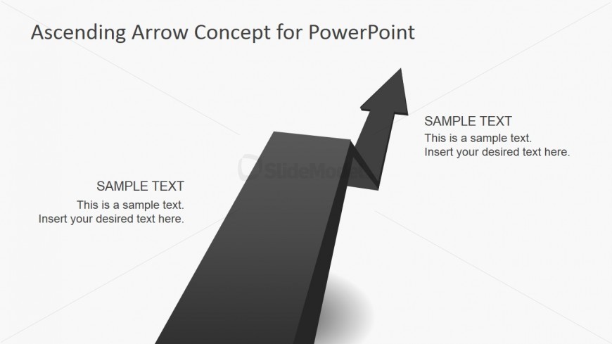 3D Asphalt Shape Design for PowerPoint with Rising Arrow