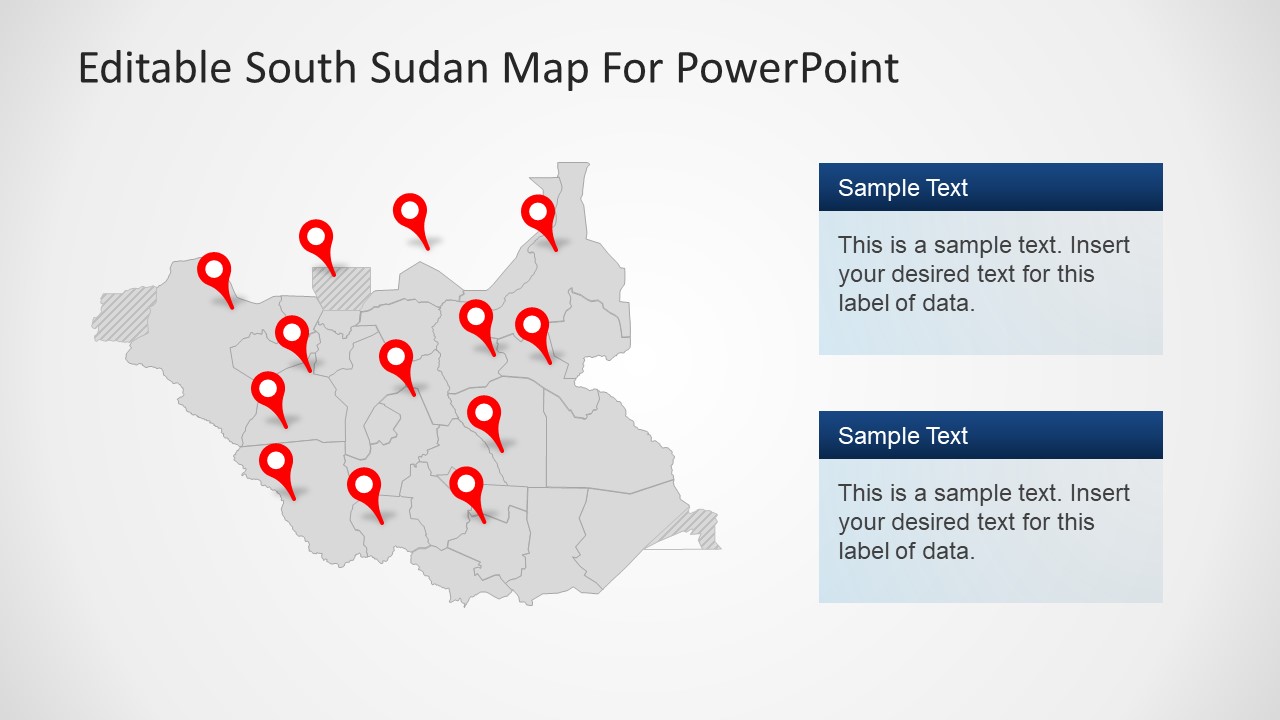 Flat Outline Map for South Sudan