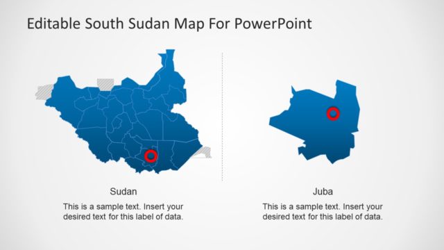 Flat PowerPoint Map of South Sudan