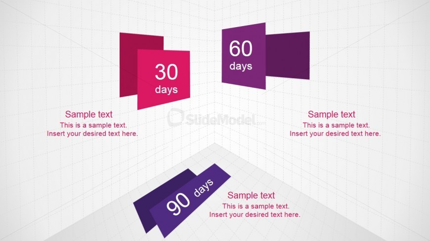PowerPoint 3D Cube Daigram for 30 60 90 Days Plan