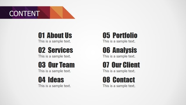 Small Business Deck Agenda Slide