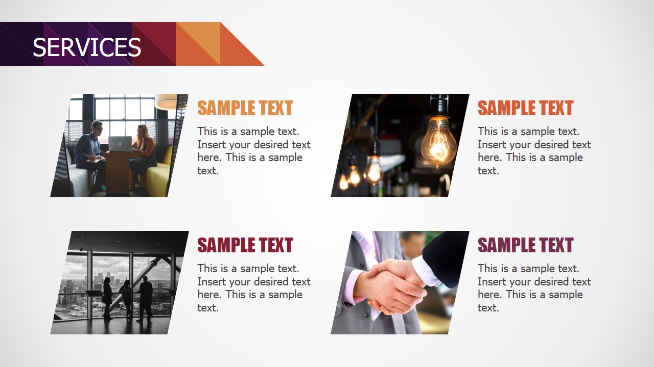 PowerPoint Flat Matrix of Services Descriptions for Small Business