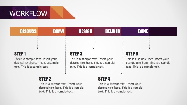 Five Steps PowerPoint Workflow Diagram for Small Business Deck