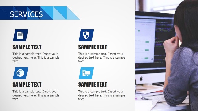 Business Template with Four Icons and Image