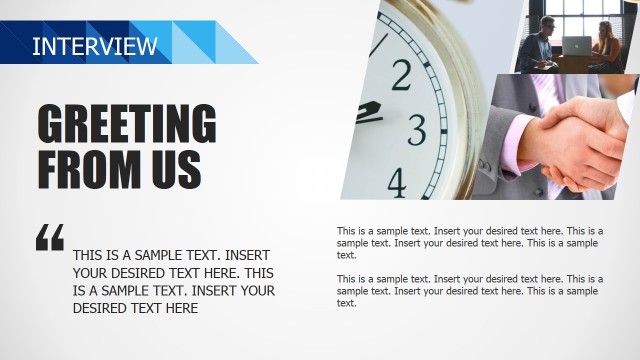 Greeting Slides Design Blue Business Deck