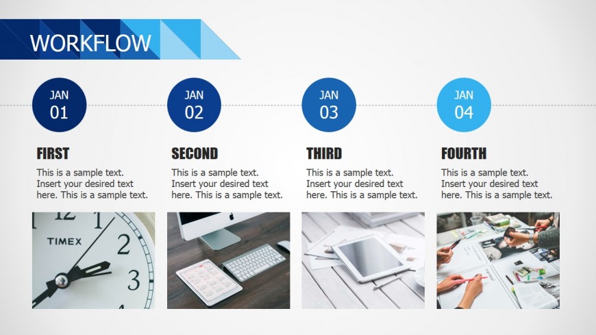 PPT Workflow Template Horizontal Four Steps