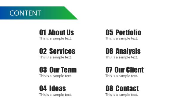 Business Power Point Template – Table of Content Slide