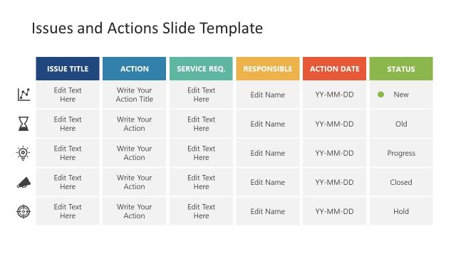 Issue & Action Slide Template for PowerPoint