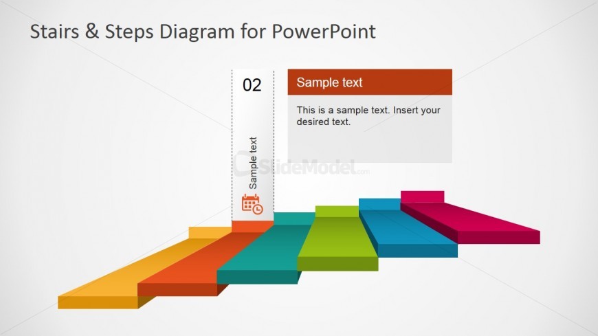 PowerPoint 6 Steps Diagram with Calendar Second Step