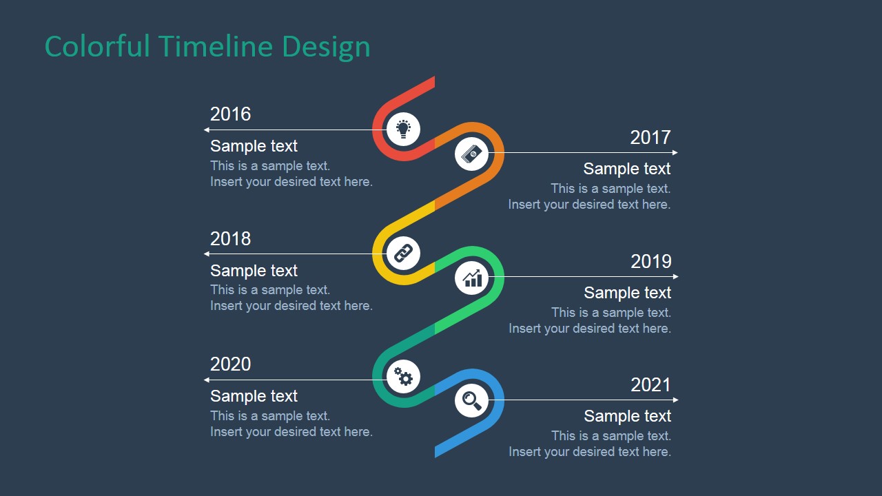 PowerPoint Roadmap of 6 Milestones Flat Design