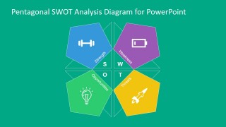 PowerPoint Flat SWOT Diagram Pentagonal