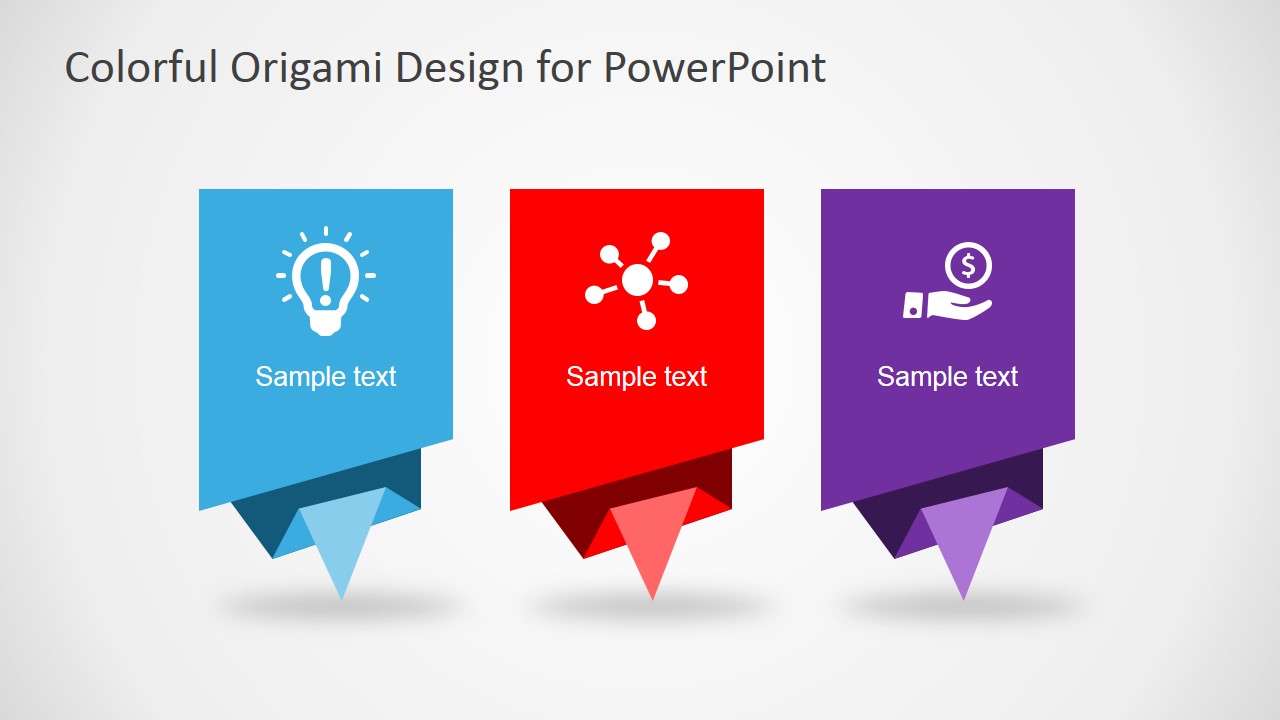 3 Colorful Origami Shapes for PowerPoint