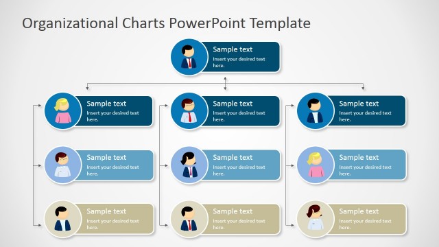 Four Levels Tree Organizational Chart for PowerPoint