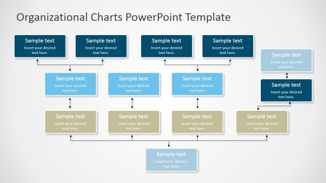 Four Levels Inverted Tree Orgchart for PowerPoint