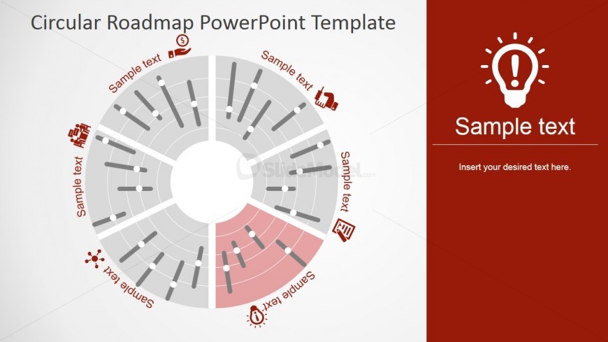 PowerPoint Timeline in Segmented Circular Diagram