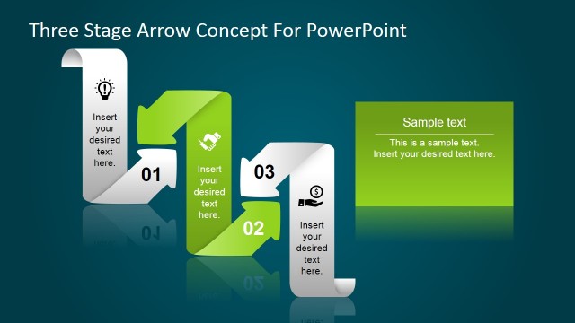 Three Steps Arrows PowerPoint Diagram