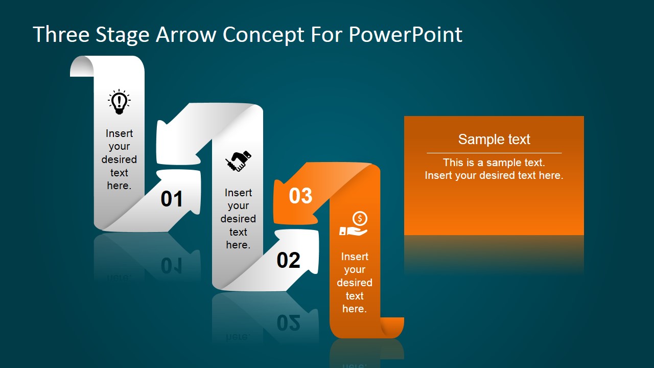 PowerPoint Diagram Featuring Bended Flat Arrows