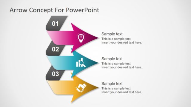 3 Steps Pointing Arrows Concept PowerPoint Diagram