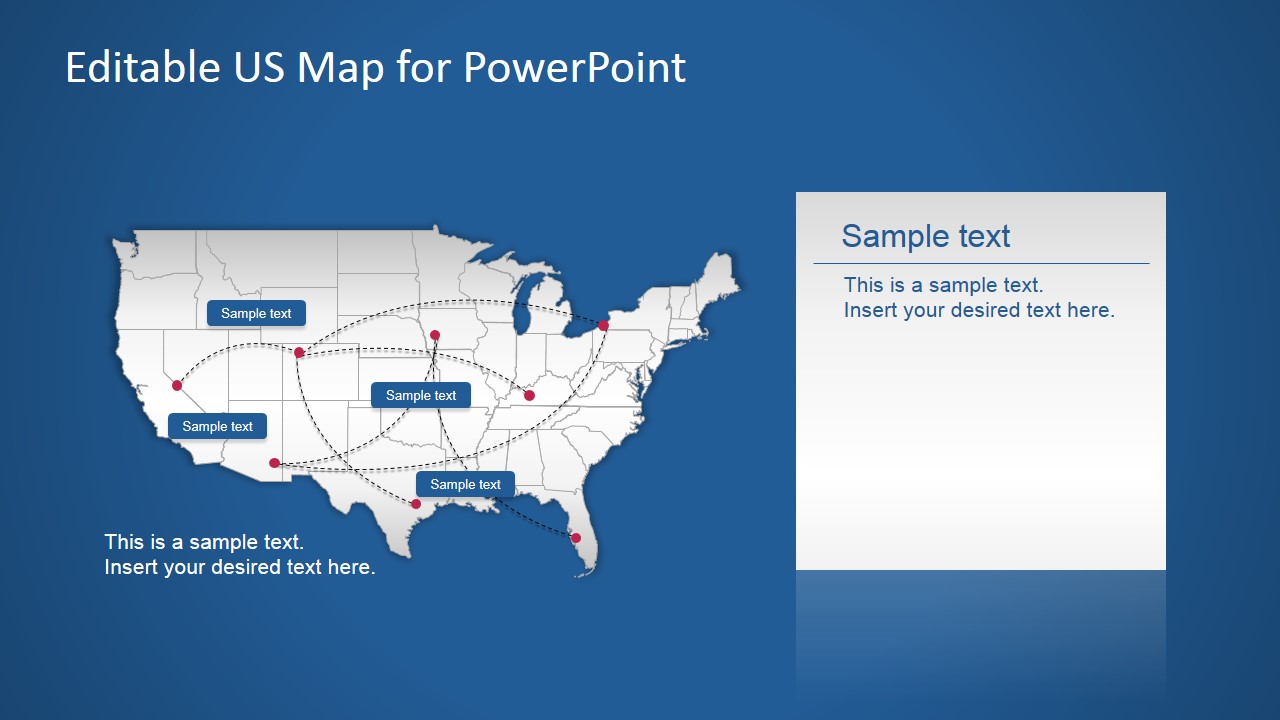 PPT Map for PowerPoint of US with Routes