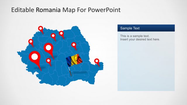PowerPoint Romania Map with GPS Markers