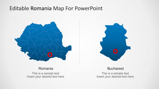 Romania Map with City Marker for PowerPoint