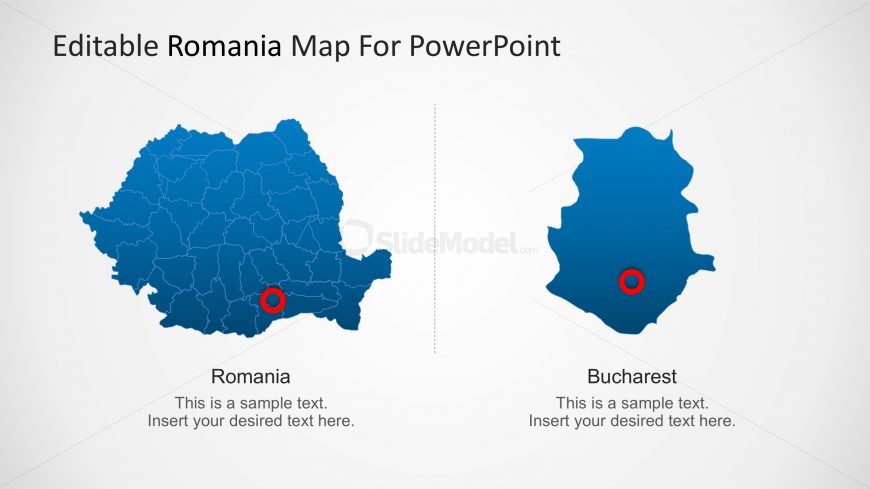 PPT Map of Romania with City Marker