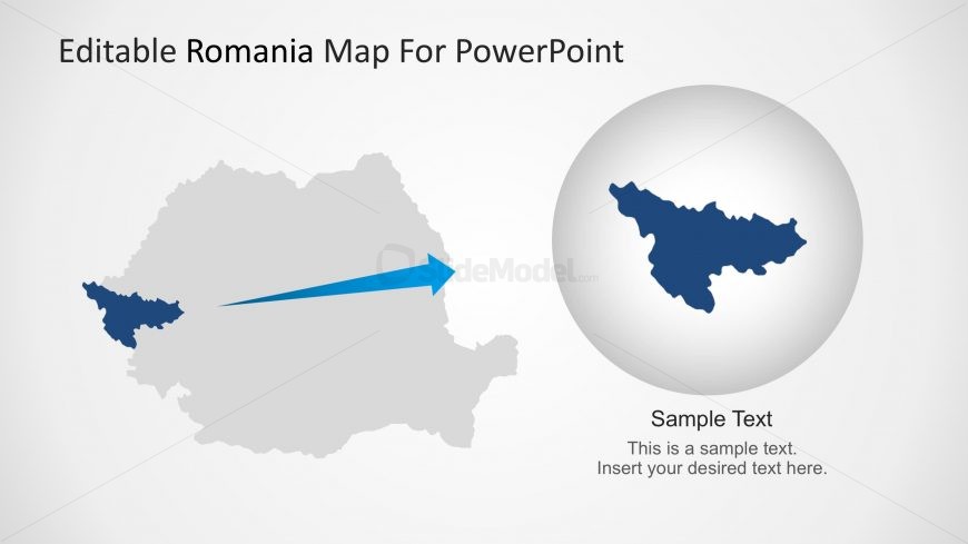 PPT Map of Romania with Highlighted State.