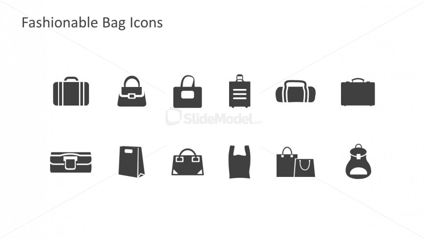 12 Fashionable Bags Icons For PowerPoint Presentations