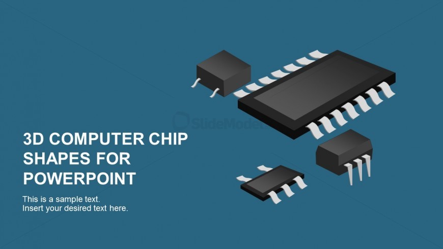 3D Graphic Computer Chip for PowerPoint Presentation