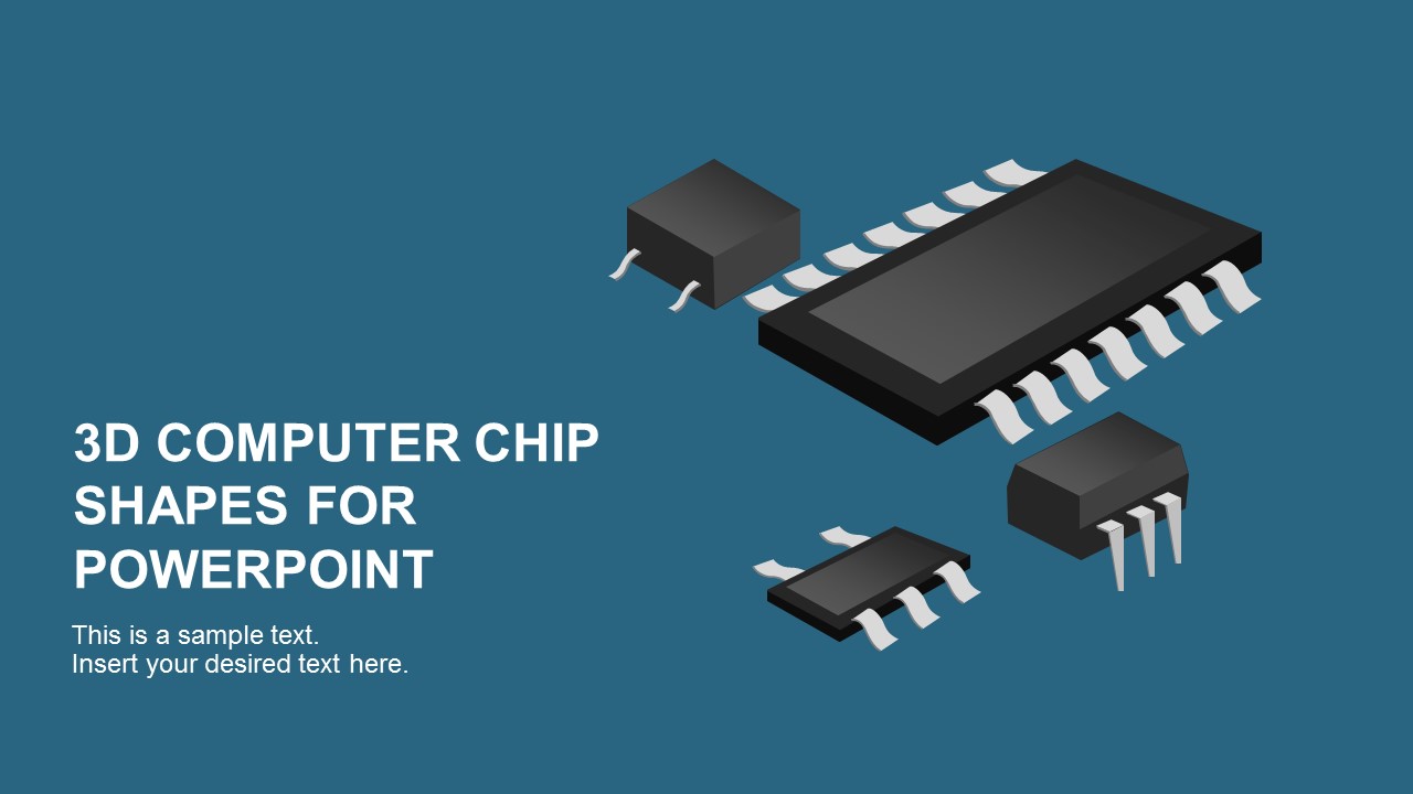3D Graphic Computer Chip for PowerPoint Presentation