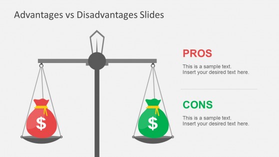 Pros And Cons Scale Comparison with Money Sign for PowerPoint