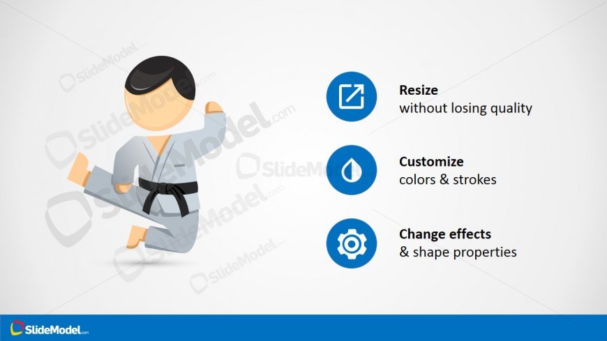 Karate Cartoon Character For PowerPoint