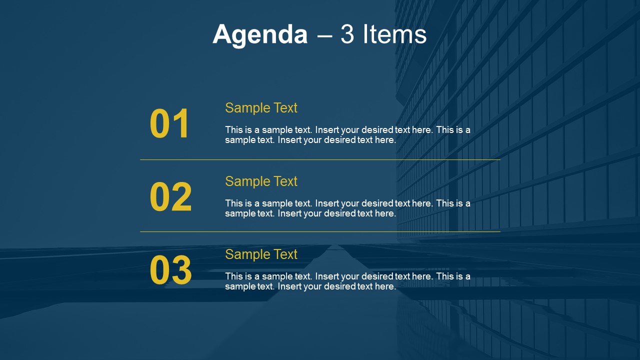 agenda slide in presentation