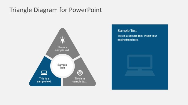 Flat Round Point Triangle With Computer For PowerPoint