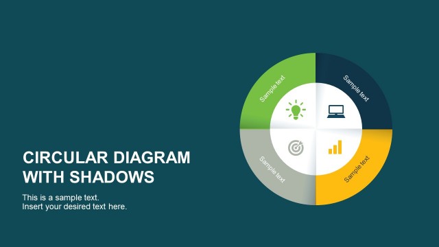 4 Steps Circular PowerPoint Diagram with Shadows