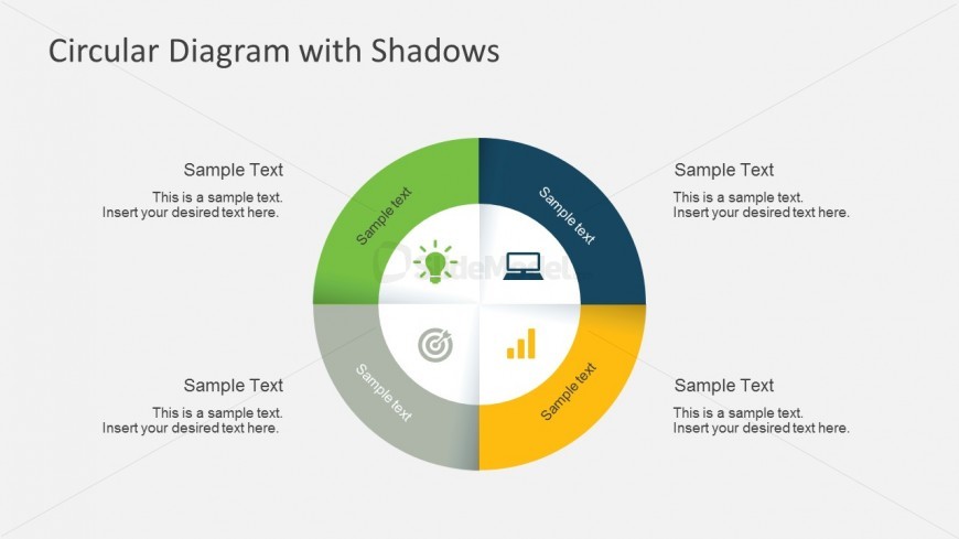 4 Steps Circular Diagram Shadows Process Templates
